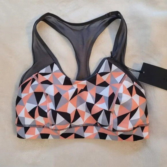 Karma Printed Steffi Bra - Geo Tri-Metric Coral - Size Small - Picture 2 of 7